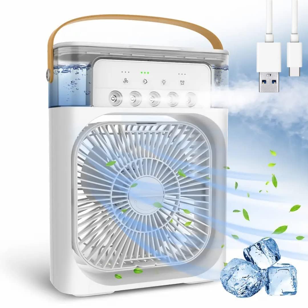 TEKCOOL Mini Cooler for Room Cooling AC Portable Mini Fan Artic Cooler with 7 Colors LED Light