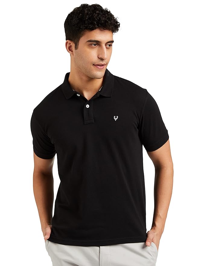 Allen Solly Men’s Polo T‑Shirt | Comfortable Rich Cotton Blend, Band Collar, Regular Fit | Stylish & Premium All Day Wear