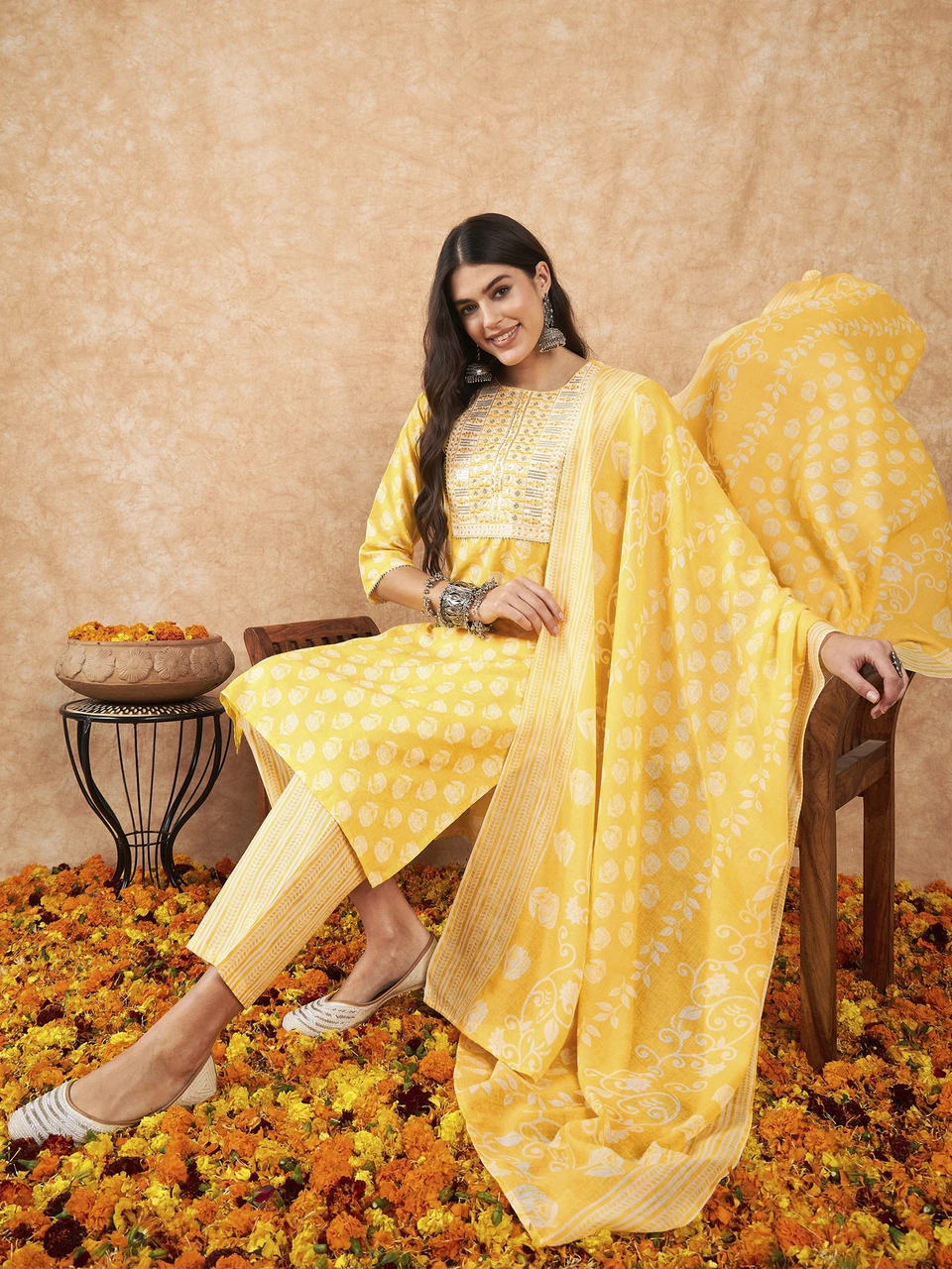 Indo Era Women Pure Cotton Kurta Pant Set