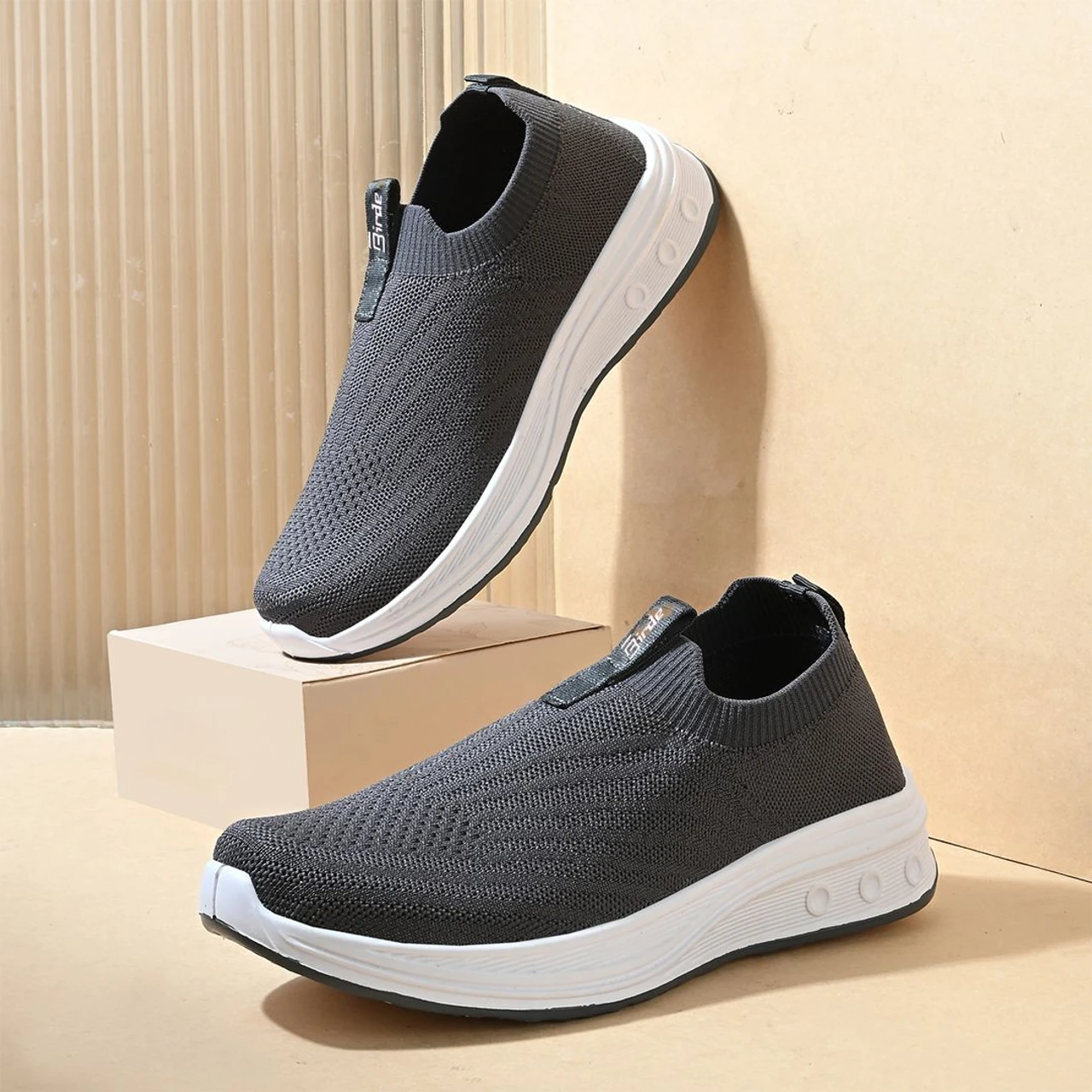 Birde Men Slip On Shoes Sports Running, Walking, Jogging & Gym Running Shoes For Men (Grey , 8)