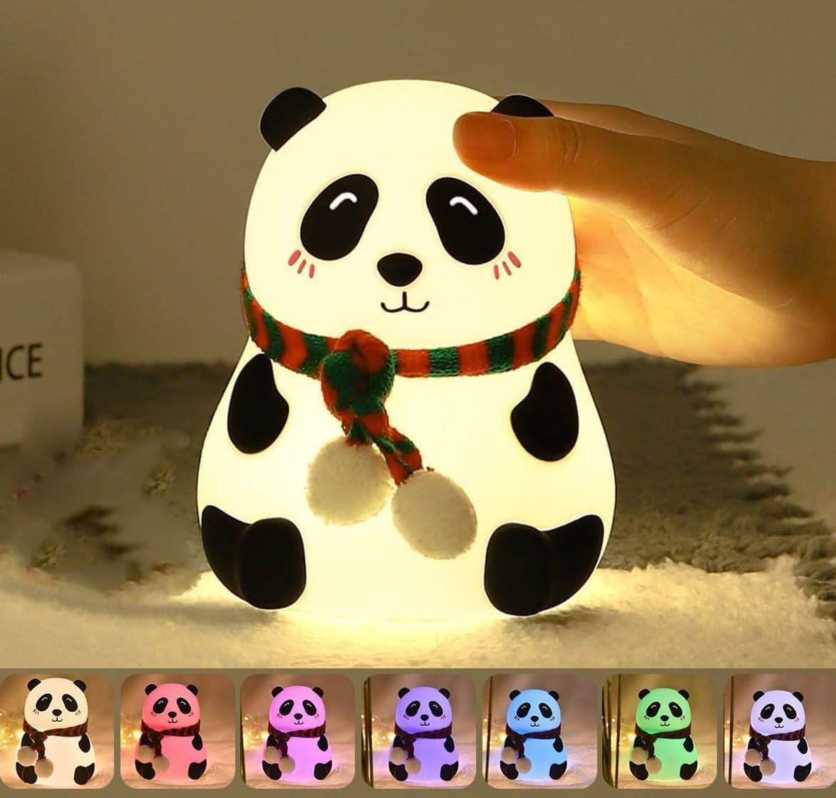 Cute Panda Night Lamp - Silicone Lamp for Bedroom, Color Changing LED Touch Light, Portable for Kids, BPA-Free Bed Lamp for Kids, Nightlight for Home Decoration, Valentine Special