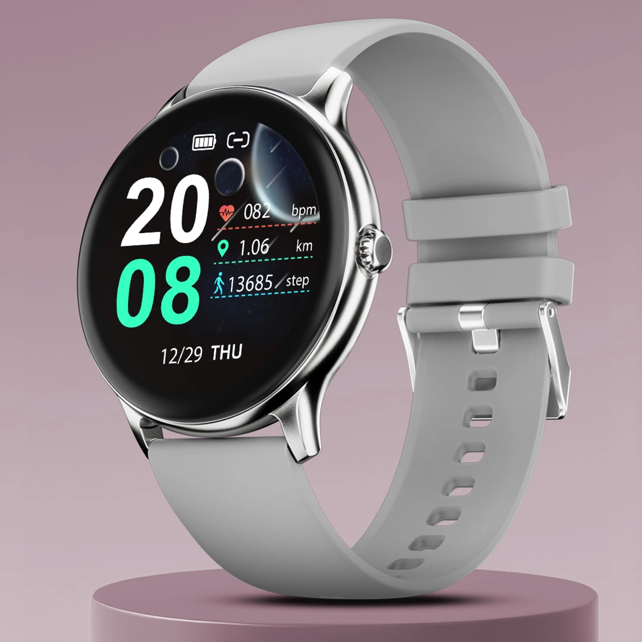 Fire-Boltt Hurricane 33.02mm (1.3) Curved Glass Display with BT Calling, 100+ Sports Modes Smartwatch (Silver Grey Strap, Free Size)