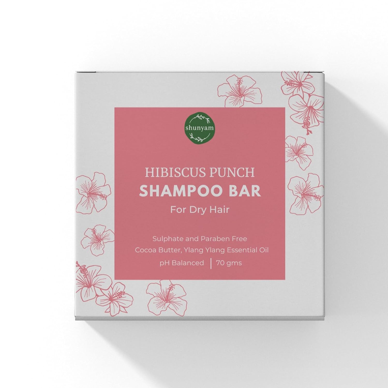 Shunyam All-Natural Shampoo Bar for Dry and Frizzy Hair - Sulphate Free, Natural, Eco-Friendly, Sustainable, Plastic Free - Hibiscus Punch, 70 gm